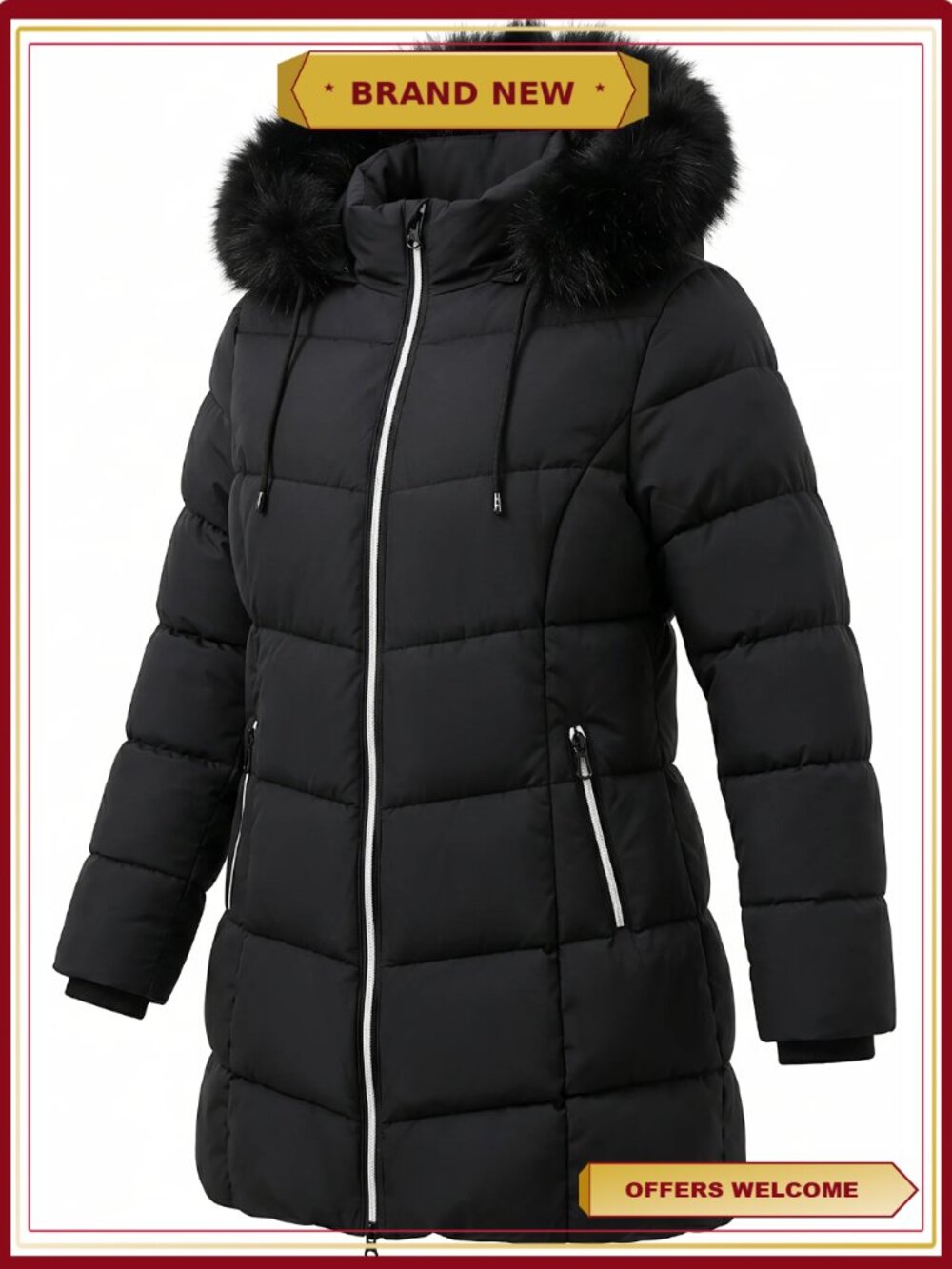 Women's Waterproof Thicken Hooded Insulated Quilted Puffer Coat Winter Down